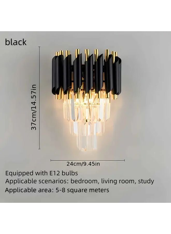 Black Modern Minimalist LED Tri Color Changing Crystal Wall Light Dimmable - Image 3